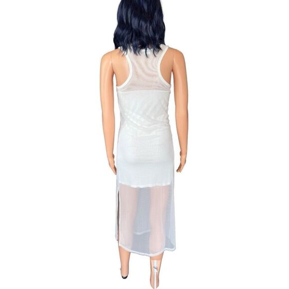 Swell Cream Sheer Overlay Sleeveless Midi Dress Size Small - Picture 4 of 6